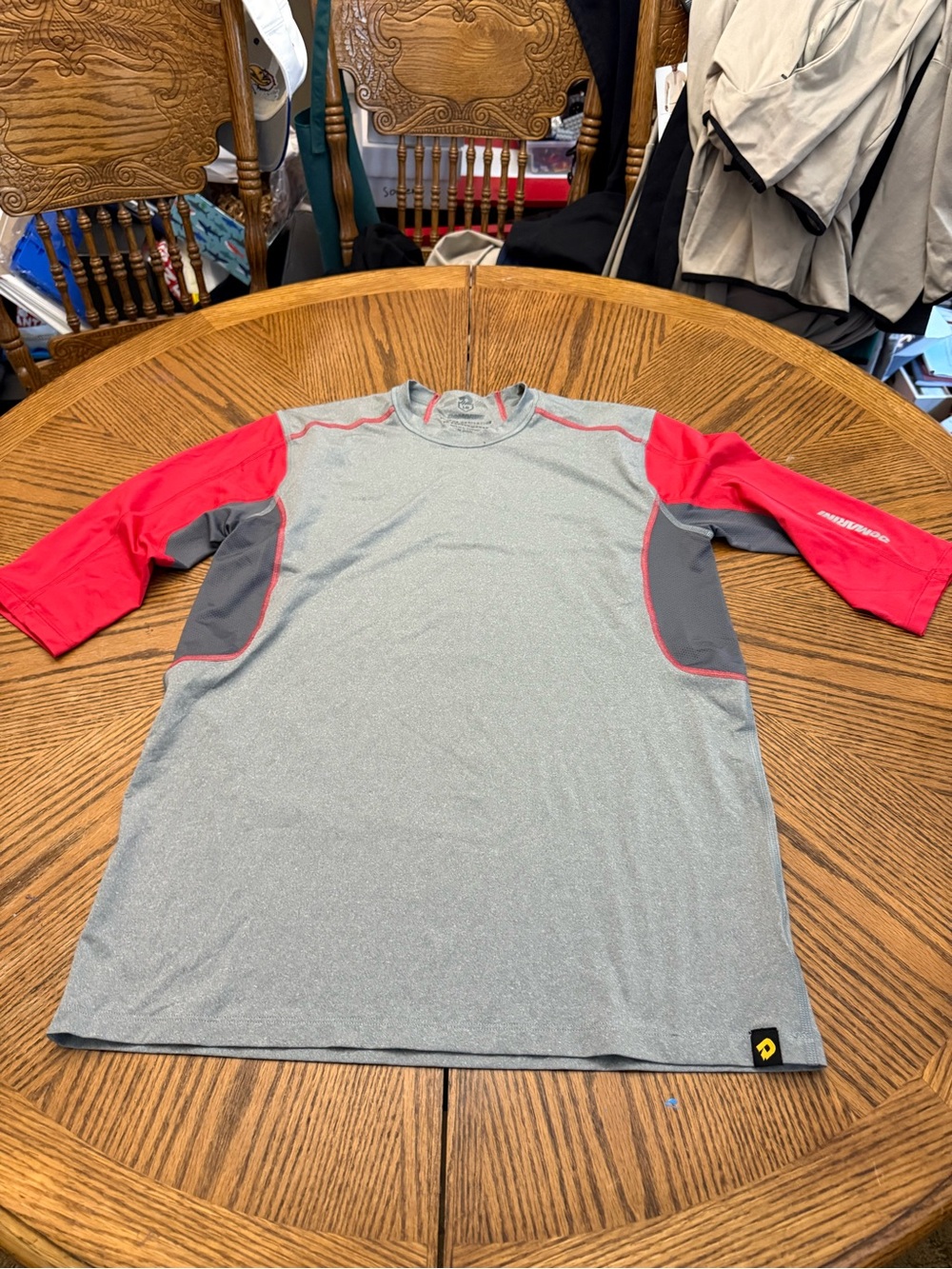 Demarini Performance Long Sleeve Tee in Gray and Red